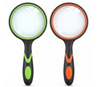 Lot de 2 loupes grossissantes 10x pour Lecture avec Caoutchouc Souple antidérapant, Miroir grossissant Portable incassable pour Personnes âgées pour Lecture, Inspection et Exploration