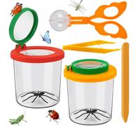 Lot de 2 loupes pour enfants - Avec pince à épiler - En verre - Attrape-insectes - Pour la science, l'extérieur, l'exploration de la nature