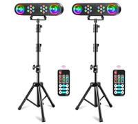Lot de 2 lumières disco avec trépied, lumière DJ, spinning ball discothèque, télécommande et système de lumière de scène, activé pour bar, concert, meubles, danse, mariage, Halloween, Noël