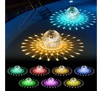 Lot de 2 lumières flottantes pour piscine solaire, 11 cm, éclairage solaire pour piscine, éclairage solaire pour bassin, éclairage solaire pour bassin, éclairage RVB changeant de couleur pour piscine