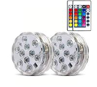 Lot de 2 lumières LED submersibles étanches pour piscine, 16 couleurs, lumières télécommandées pour aquarium, vase, bain, jacuzzi, Halloween, Noël, piscine et décoration de fête