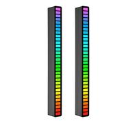 Lot de 2 lumières rythmiques avec contrôle du son - 32 - 18 couleurs - Mode spectre audio - 5 niveaux de luminosité - Type C - USB - Portable - Activation vocale - Lumière d'ambiance pour voiture