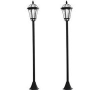 Outsunny 2 lampadaires sur pied solaires d'extérieur jardin avec 2 lampes LED blanc 3500K IP44 Ø18,5 x 129H cm noir | Aosom France
