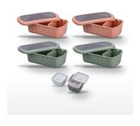 Lot de 2 Lunchbox Terracotta et 2 Lunchbox Vertes 1L avec Set de 3 boîtes à sauce Fackelmann Storage