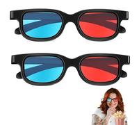 Lot de 2 lunettes 3D, lunettes 3D pour téléviseur, lunettes 3D rouges et bleues, lunettes anaglyphes 3D, lunettes rouges et bleues, pour films, jeux PC, spectacles de lumière, home cinéma, fêtes de