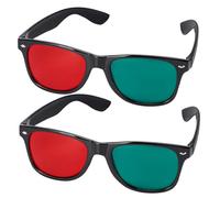 Lot de 2 lunettes 3D - Monture noire rouge et verte - Pour anglyphe, télévision, jeu DVD et amblyopie