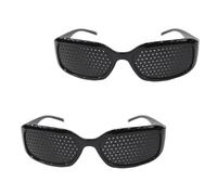 Lot de 2 lunettes à grille pour entraînement des yeux - Lunettes perforées originales pour l'entraînement des yeux - Lunettes à trous - Lunettes à grille - Lunettes contre le mal des transports - Pour