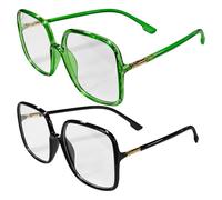 Lot De 2 Lunettes À Monture Carrée, Lunettes Tendance, Lunettes Anti-Lumière Bleue, Lunettes De Style Simple, Lunettes D'Ordinateur (Noir, Vert)