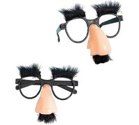 Lot de 2 lunettes de déguisement avec nez amusant - Style comédie - Monture ovale en plastique - Parfait pour les fêtes et célébrations, lunettes de costume pour femme