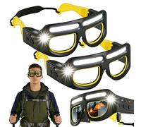 Lot de 2 lunettes de phare LED rechargeables avec détecteur de mouvement et contrôle tactile, lampe frontale réglable, lunettes de sécurité intelligentes avec lumières, 5 modes d'éclairage, lunettes