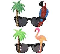 Lot de 2 lunettes de soleil hawaïennes amusantes, accessoires de lunettes de fête tropicale pour adultes, accessoires vibrants et amusants pour fêtes, costumes et événements à thème