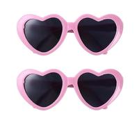 Lot de 2 lunettes de soleil roses en forme de cœur pour animaux de compagnie - Accessoires pour photos - Lunettes de soleil pour animaux de compagnie - Décoration de fête pour petits chiens et chats