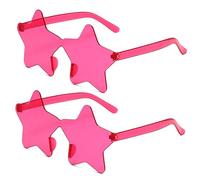 Lot de 2 lunettes de soleil surdimensionnées en forme d'étoile multicolores sans monture pour femme, rose rouge