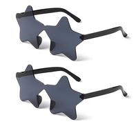 Lot de 2 lunettes de soleil surdimensionnées en forme d'étoile multicolores sans monture pour homme et femme Noir