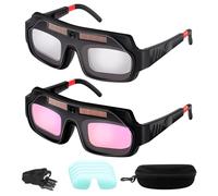 Lot de 2 lunettes de soudage, lunettes de sécurité à obscurcissement automatique, lunettes de protection à énergie solaire pour soudage, antidérapantes et anti-reflets pour soudeurs,