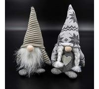 Lot de 2 lutins - 25 cm - Pour homme et femme - Décoration de Noël - Lutin assis