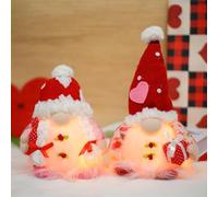 Lot de 2 lutins décoratifs de Saint-Valentin avec lumière LED - Figurines de lutin avec lumières - En peluche - Avec cœur - Décoration de table - Pour l'intérieur, la cheminée, le bureau (A)
