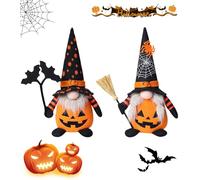 Lot de 2 lutins décoratifs d'Halloween - En peluche - Nain - Sans visage - Vieil homme nain - Rudolphe - Décoration de maison - Cadeaux festifs