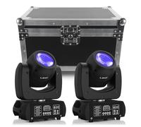 Lot de 2 Lyre LED 100W Lampes DJ à Tête Mobile RGBW dmx512 avec Flycase Flight Case Spot Beam 18 Prisma Party Lumières avec Flightcase Inventaire allemand
