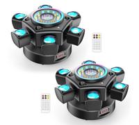 Lot de 2 Lyre LED 150W Beam Lumière de Scène Tête Mobile, RGBW LED Disco Jeux de Lumiere avec Télécommande Lumière de Fête DMX512 Strobe pour Halloween Karaoké DJ Mariage