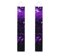 Lot de 2 magnifiques bannières violettes à paillettes imprimées pour porche - 30 x 180 cm - Bannières à suspendre pour Noël, Halloween, fêtes, ferme, décoration d'intérieur