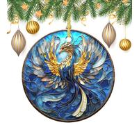Lot de 2 magnifiques décorations à suspendre pour sapin de Noël en vitrail - 7,2 cm - Rond double face