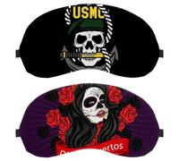 Lot de 2 magnifiques masques de sommeil Dia De Muertos en forme de tête de mort pour homme et femme, sans pression, masque de nuit respirant, blocage de la lumière
