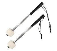 Lot de 2 maillets de grosse caisse avec têtes en feutre et poignées en acier inoxydable pour timbales, fanfare et percussions - Poignée en caoutchouc antidérapante