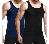 Lot de 2 maillots de corps élastiques pour homme - Collant de compression - Taille gainante - Body Shaper - Élastique - Débardeur pour homme - Grandes tailles - Maillot de corps gainant, j, XXL