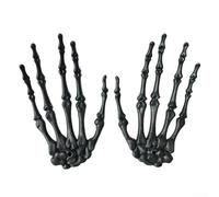 Lot de 2 mains de squelette réalistes en plastique taille réelle pour maison hantée, théâtre et décoration de fête (noir)