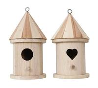 Lot de 2 maisons à oiseaux en bois Petite maison avec perche Pour le jardin extérieur du jardin Pour peindre comme des oiseaux en bois à l'extérieur