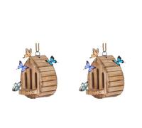 Lot de 2 maisons à papillons en bois en forme de larme à suspendre avec corde Habitat et mangeoire 2 en 1 pour papillons de nuit, abeilles, insectes pour décoration de jardin