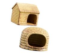Lot de 2 maisons en céramique pour hamsters pour aménagements de cages calmes, paire de refuges pour petits animaux avec finition extérieure vitrée, zone d ' abri décorative, abri de repos pour refuge