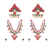 Lot de 2 mala mukut avec boucles d'oreilles pour Laddu Gopal/Devi Maa/Radha Krishna/Dieu indien Haar Sringar Set divinités indiennes traditionnelles pour Janmashtami All God Idol Statuette (taille