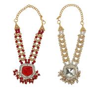 Lot de 2 mala pour Laddu Gopal/Devi Maa/Radha Krishna/indien traditionnel Navratri Festival Dieu Goddess Set Deities Jewellary All God Idol Statue Pendaison de crémaillère (taille : 11,4 cm) (rouge