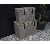 Lot de 2 malles en kubu NEFTA - L80 x P45 x H55 cm et L70 x P35 x H45 cm - Gris naturel