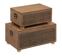 Lot de 2 malles ""Exotic Panama"" L41 51cm caramel - Atmosphera createur d'interieur