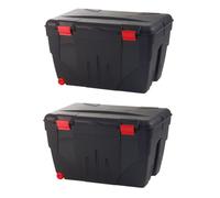 Lot de 2 Malles renforcées 200L - Couvercle à charnières - Origine France