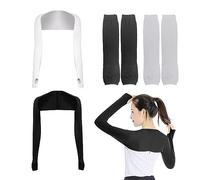 Lot De 2 Manches De Châle En Soie Glacée Avec 2 Manches De Protection Solaire, Poignets Confortables Et Respirants Avec Trous Pour Les Doigts, Pour Les Sports D'intérieur Et D'extérieur (Noir, Blanc)