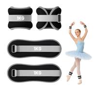 Lot de 2 manchettes lestées pour chevilles et bras | Poids de cheville réglable (0,3 kg/0,5 kg/0,75 kg/1 kg/1,5 kg/2 kg chacun), pour femmes, hommes, gym, fitness, entraînement