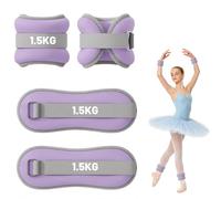 Lot de 2 manchettes lestées pour chevilles et bras | Poids de cheville réglable (0,3 kg/0,5 kg/0,75 kg/1 kg/1,5 kg/2 kg chacun), pour femmes, hommes, gym, fitness, entraînement