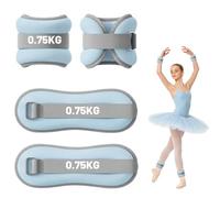 Lot de 2 manchettes lestées pour chevilles et bras | Poids de cheville réglable (0,3 kg/0,5 kg/0,75 kg/1 kg/1,5 kg/2 kg chacun), pour femmes, hommes, gym, fitness, entraînement