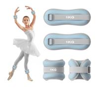 Lot de 2 manchettes lestées pour pieds et bras, poids de cheville, poids de poignet, poids de cheville pour pilates, yoga, marche, jogging, aérobic (bleu ciel, 1 kg)
