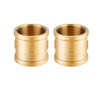 Lot de 2 Manchon en Laiton 1 Pouce Raccord Fileté Femelle Double IG/IG Manchon Filetage Interne Connecteur Laiton pour Raccords de Tuyauterie