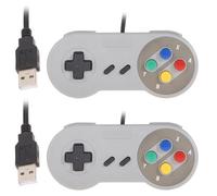 Lot de 2 Manette de Jeu SFC Super Snes USB Retro USB Classic Contrôleur de jeu Jeu Vidéo Joypad Gamepad pour Windows PC Mac