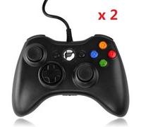 Lot de 2 Manette Filaire USB Qumox Pour microsoft Xbox 360 Contrôleur jeu video PC Windows 2000-ME-XP-Vista-7-8 Noir Noir G