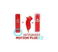 Lot de 2 manette wii motion plus compatible + nunchuck rouge pour wii u wii mini