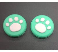 Lot de 2 manettes analogiques en silicone pour manette Nintendo Switch NS et Switch Lite Joy-Con Motif patte de chat Vert/blanc
