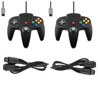 Lot de 2 manettes compatibles avec Nintendo 64 N64 Noir avec rallonges