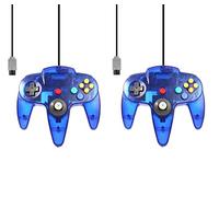 Lot de 2 manettes filaires pour Nintendo 64 N64 Bleu transparent